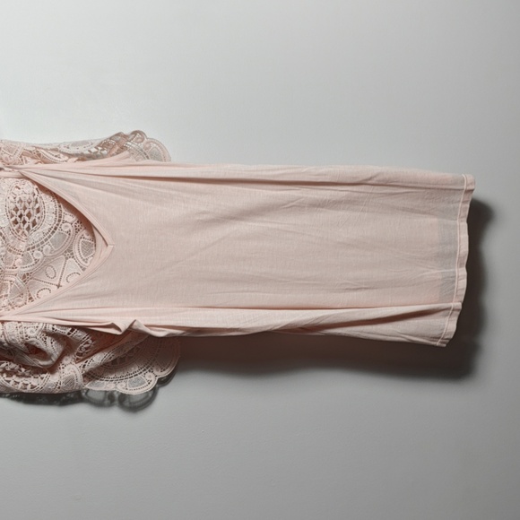 FREE PEOPLE Ibiza Lace Cut Out Dress with Slip In Light Pink Size Medium - Picture 6 of 16